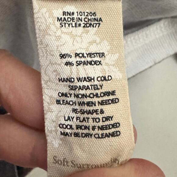 Soft Surroundings Blue Paisley Cowl Neck Top Women’s Small Long Sleeve Boho - Picture 4 of 7